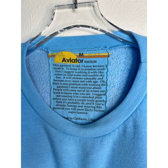 Aviator Nation Glitter Heart Relaxed Crew Sky Blue Medium - Picture 4 of 6